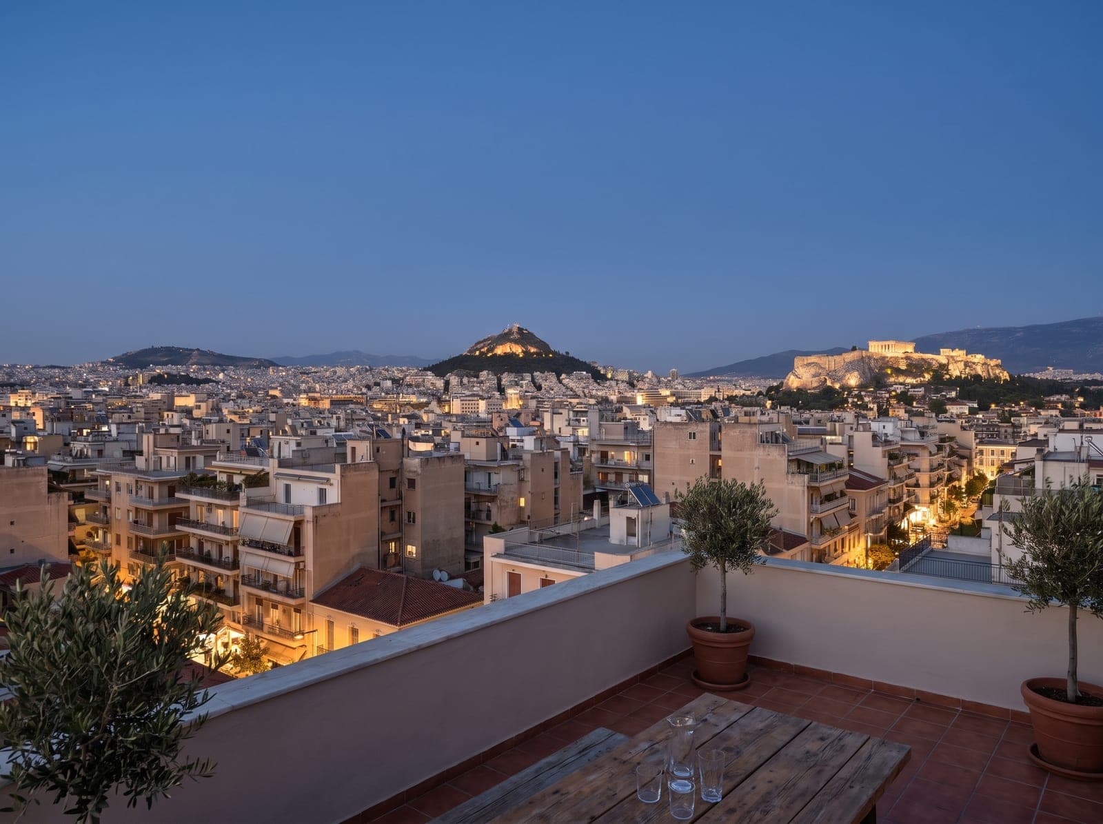 The Athens skyline at dusk